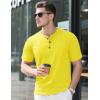 imageMAGCOMSEN Mens Henley Short Sleeve Shirt Cotton Lightweight Tee Shirts Casual Summer Basic Tees with PocketYellow