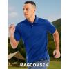 imageMAGCOMSEN Mens Polo Shirts Short Sleeve Collared Performance Dry Fit Breathable Golf Athletic CasualColor Blue