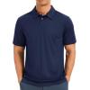 imageMAGCOMSEN Mens Polo Shirts Short Sleeve Collared Performance Dry Fit Breathable Golf Athletic CasualNavy Blue