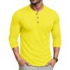 imageMAGCOMSEN Mens Henley Long Sleeve Shirt Cotton Lightweight Tee Shirts Casual Basic Tees with PocketYellow