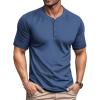 imageMAGCOMSEN Mens Henley Short Sleeve Shirt Cotton Lightweight 3 Button Tops Vintage Casual Summer Shirt Soft FashionGrey Bluecotton Blend