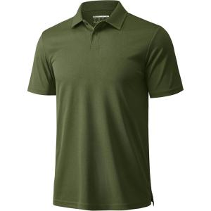imageMAGCOMSEN Mens Polo Shirts Short Sleeve Collared Performance Dry Fit Breathable Golf Athletic CasualArmy Green