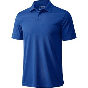imageMAGCOMSEN Mens Polo Shirts Short Sleeve Collared Performance Dry Fit Breathable Golf Athletic CasualColor Blue