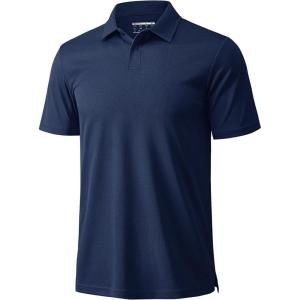 imageMAGCOMSEN Mens Polo Shirts Short Sleeve Collared Performance Dry Fit Breathable Golf Athletic CasualNavy Blue