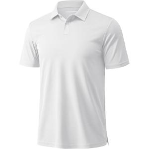 imageMAGCOMSEN Mens Polo Shirts Short Sleeve Collared Performance Dry Fit Breathable Golf Athletic CasualWhite