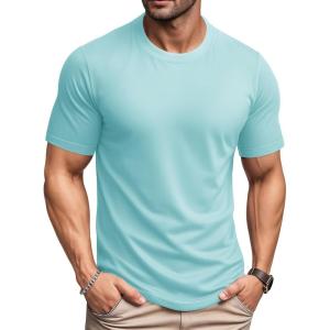 imageMAGCOMSEN Mens TShirts Short Sleeve UPF 80 Sun Protection Lightweight Moisture Wicking Casual Crew Neck Basic TeesBlue