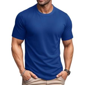 imageMAGCOMSEN Mens TShirts Short Sleeve UPF 80 Sun Protection Lightweight Moisture Wicking Casual Crew Neck Basic TeesRoyal Blue