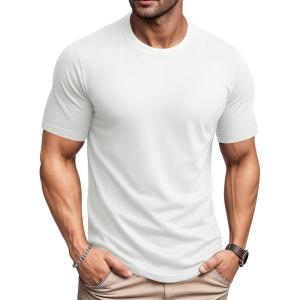 imageMAGCOMSEN Mens TShirts Short Sleeve UPF 80 Sun Protection Lightweight Moisture Wicking Casual Crew Neck Basic TeesWhite