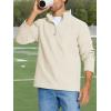 imageMAGCOMSEN Mens Quarter Zip Pullover Polar Fleece Sweatshirt Casual Long Sleeve Shirts for Men Winter Fall ThermalBeige