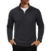 imageMAGCOMSEN Mens Quarter Zip Pullover Polar Fleece Sweatshirt Casual Long Sleeve Shirts for Men Winter Fall ThermalBlack