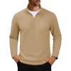 imageMAGCOMSEN Mens Quarter Zip Pullover Polar Fleece Sweatshirt Casual Long Sleeve Shirts for Men Winter Fall ThermalKhaki