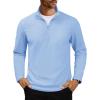 imageMAGCOMSEN Mens Quarter Zip Pullover Polar Fleece Sweatshirt Casual Long Sleeve Shirts for Men Winter Fall ThermalLight Blue