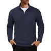 imageMAGCOMSEN Mens Quarter Zip Pullover Polar Fleece Sweatshirt Casual Long Sleeve Shirts for Men Winter Fall ThermalNavy