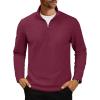 imageMAGCOMSEN Mens Quarter Zip Pullover Polar Fleece Sweatshirt Casual Long Sleeve Shirts for Men Winter Fall ThermalWine Red