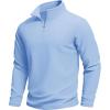 imageMAGCOMSEN Mens Quarter Zip Pullover Polar Fleece Sweatshirt Casual Long Sleeve Shirts for Men Winter Fall ThermalLight Blue