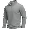 imageMAGCOMSEN Mens Quarter Zip Pullover Polar Fleece Sweatshirt Casual Long Sleeve Shirts for Men Winter Fall ThermalLight Grey