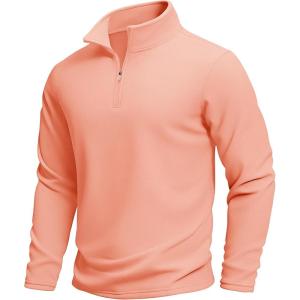 imageMAGCOMSEN Mens Quarter Zip Pullover Polar Fleece Sweatshirt Casual Long Sleeve Shirts for Men Winter Fall ThermalApricot