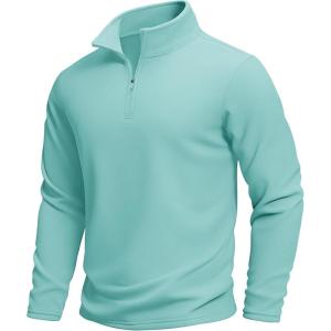imageMAGCOMSEN Mens Quarter Zip Pullover Polar Fleece Sweatshirt Casual Long Sleeve Shirts for Men Winter Fall ThermalGrey Green