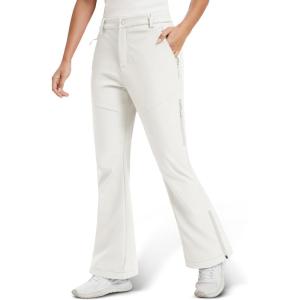 imageMAGCOMSEN Womens Fleece Lined Flare Pants Waterproof Insulated Snow Ski Pants Warm Outdoor Winter Hiking SoftshellWhite