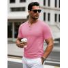 imageMAGCOMSEN Henley Shirts for Men Short Sleeve Breathable Casual Shirts Relaxed Fit Work Henley Shirts for Men Grey Pink 2XL