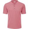 imageMAGCOMSEN Henley Shirts for Men Short Sleeve Fashion Casual Cotton TShirts Regular Fit Henley Shirt Grey Pink L