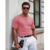 imageMAGCOMSEN Henley Shirts for Men Short Sleeve Fashion Casual Cotton TShirts Regular Fit Henley Shirt Grey Pink L