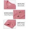imageMAGCOMSEN Henley Shirts for Men Short Sleeve Fashion Casual Cotton TShirts Regular Fit Henley Shirt Grey Pink L