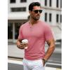 imageMAGCOMSEN Henley Shirts for Men Short Sleeve Fashion Casual Cotton TShirts Regular Fit Henley Shirt Grey Pink L
