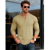imageMAGCOMSEN Mens Henley Shirts Long Sleeve Button Shirts Moisture Wicking Tees Casual Basic Solid Pullover ShirtKhaki