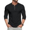 imageMAGCOMSEN Mens Henley Shirts Long Sleeve Button Shirts Moisture Wicking Tees Casual Basic Solid Pullover ShirtBlack