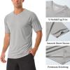 imageMAGCOMSEN Mens UPF 50 Sun Protection Shirts V Neck Short Sleeve TShirt Quick Dry Swim UV Shirt Summer Workout Rash GuardLight Grey