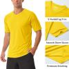 imageMAGCOMSEN Mens UPF 50 Sun Protection Shirts V Neck Short Sleeve TShirt Quick Dry Swim UV Shirt Summer Workout Rash GuardYellow