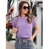imageMAGCOMSEN Womens Cotton TShirts ShortSleeve Shirts CrewNeck Tops ClassicFit Breathable Casual Summer TeesAlight Purple