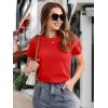 imageMAGCOMSEN Womens Cotton TShirts ShortSleeve Shirts CrewNeck Tops ClassicFit Breathable Casual Summer TeesAtomato Red