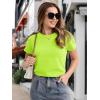 imageMAGCOMSEN Womens Cotton TShirts ShortSleeve Shirts CrewNeck Tops ClassicFit Breathable Casual Summer TeesFluorescent Green