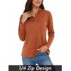 imageMAGCOMSEN Womens Long Sleeve Shirts 14 Zip Pullover UPF 50 Quick Dry Workout Tops Running Athletic Hiking ShirtsDark Orange