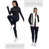 imageMAGCOMSEN Womens Quarter Zip Fleece Pullover Thermal Shirts with Zip Pocket Workout Running Tops Thumb HolesBlack