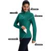 imageMAGCOMSEN Womens Quarter Zip Fleece Pullover Thermal Shirts with Zip Pocket Workout Running Tops Thumb HolesGreen