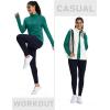 imageMAGCOMSEN Womens Quarter Zip Fleece Pullover Thermal Shirts with Zip Pocket Workout Running Tops Thumb HolesGreen