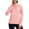 imageMAGCOMSEN Womens Quarter Zip Fleece Pullover Thermal Shirts with Zip Pocket Workout Running Tops Thumb HolesLightpink