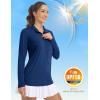 imageMAGCOMSEN Womens Shirts Long Sleeve 14 Zip UPF50 UV Sun Protection Quick Dry Workout Hiking Athletic Shirts Rash GuardDark Blue
