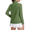 imageMAGCOMSEN Womens Shirts Long Sleeve 14 Zip UPF50 UV Sun Protection Quick Dry Workout Hiking Athletic Shirts Rash GuardGreen