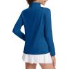 imageMAGCOMSEN Womens Shirts Long Sleeve 14 Zip UPF50 UV Sun Protection Quick Dry Workout Hiking Athletic Shirts Rash GuardMedium Blue