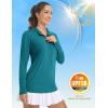 imageMAGCOMSEN Womens Shirts Long Sleeve 14 Zip UPF50 UV Sun Protection Quick Dry Workout Hiking Athletic Shirts Rash GuardPeacock Blue