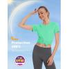 imageMAGCOMSEN Womens Short Sleeve TShirts UPF 50 Sun Protection Quick Dry Athletic Running Workout Rash Guard TopsM Green
