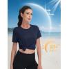 imageMAGCOMSEN Womens Short Sleeve TShirts UPF 50 Sun Protection Quick Dry Athletic Running Workout Rash Guard TopsNavy Blue