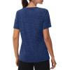 imageMAGCOMSEN Workout Tops for Women UPF 50 Quick Dry Short Sleeve Sun Protection VNeck Shirts Lightweight Hiking T ShirtsDark Blue