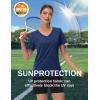 imageMAGCOMSEN Workout Tops for Women UPF 50 Quick Dry Short Sleeve Sun Protection VNeck Shirts Lightweight Hiking T ShirtsDark Blue