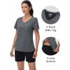 imageMAGCOMSEN Workout Tops for Women UPF 50 Quick Dry Short Sleeve Sun Protection VNeck Shirts Lightweight Hiking T ShirtsDark Grey