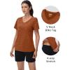 imageMAGCOMSEN Workout Tops for Women UPF 50 Quick Dry Short Sleeve Sun Protection VNeck Shirts Lightweight Hiking T ShirtsDark Orange